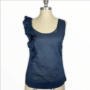 Anthropologie Fei Sideward Blueish Gray Ruffle Top
